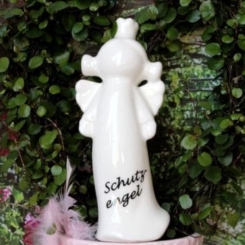Schutzengel Engelfigur aus Porzellan fest und aufrecht stehend