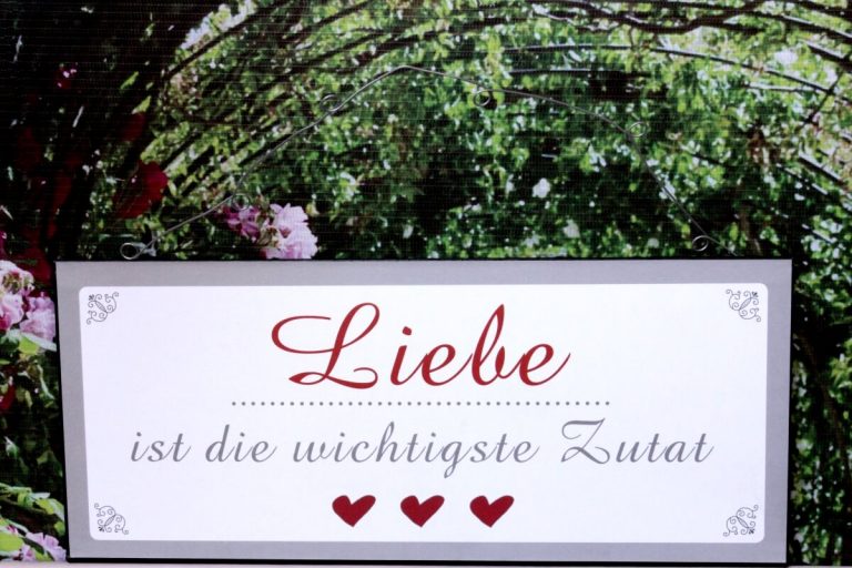 Deko Blechschild Lebenssprüche Liebe ist die Wichtigste Zutat