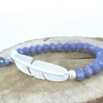 Armband Lichtfarbe Graublau mit Verbinder Feder