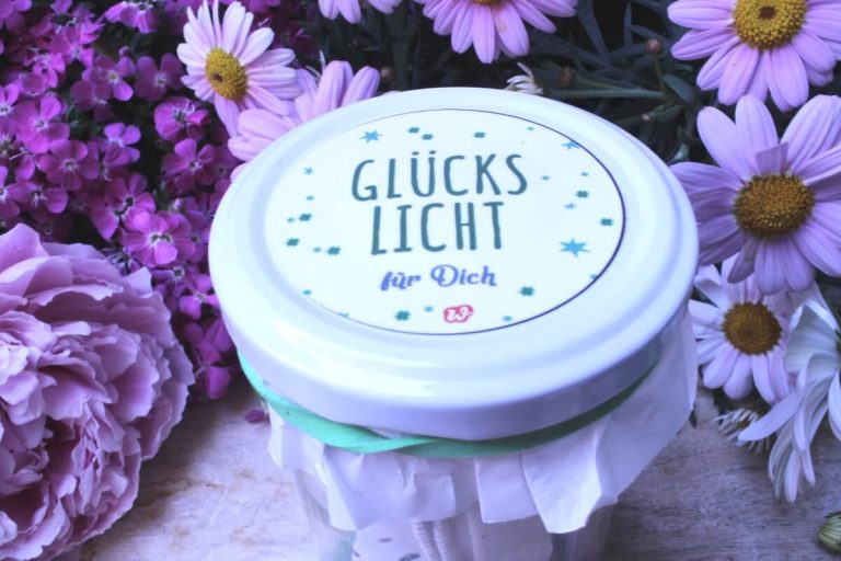 Glücks Licht für Dich Kerze mit Deckchen im Glas