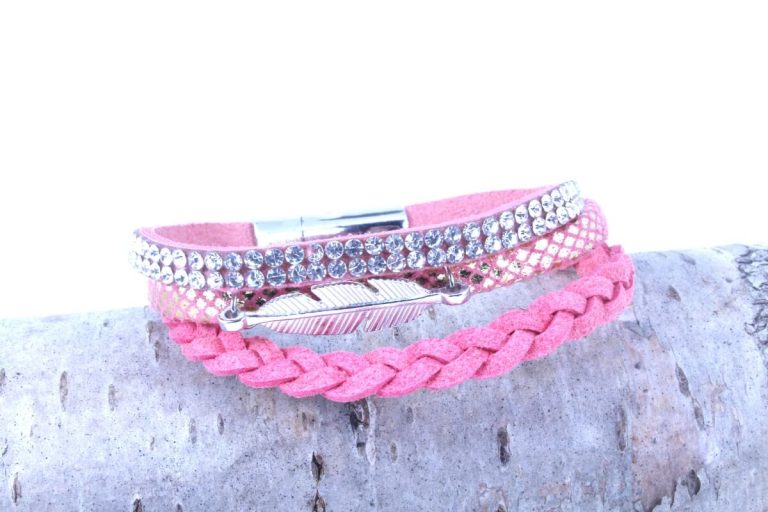 Juleeze Magnet Armband Rosa Feder Love