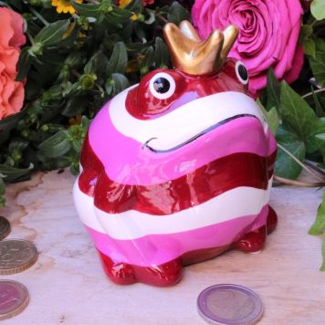 Pomme Pidou Spardose Frosch Klein Rot gestreift