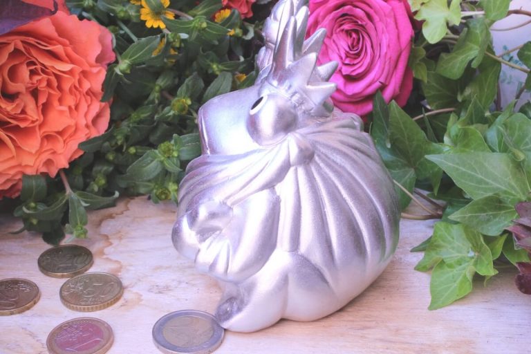 Pomme Pidou Spardose Frosch Klein Silber mit Zepter