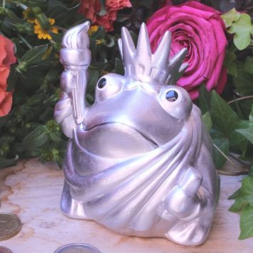 Pomme Pidou Spardose Frosch Klein Silber mit Zepter