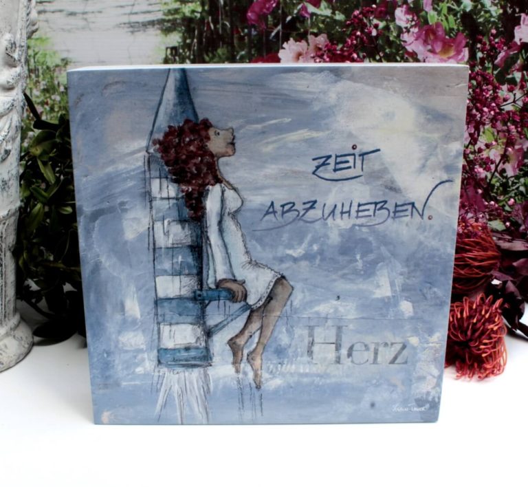 Sabo Design Holzbild Wandbild Spruch Zeit Abzuheben