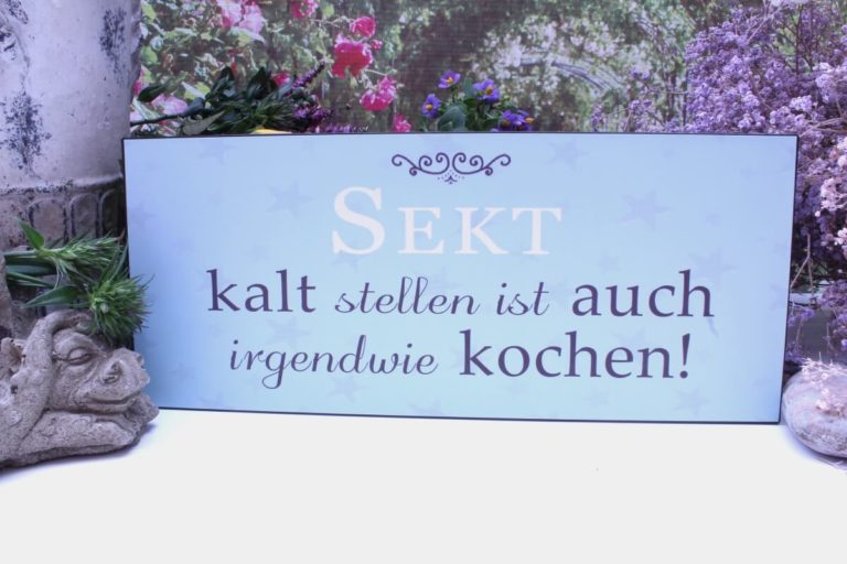 Deko Blechschild Aufhänger Sekt kalt stellen ist auch irgendwie kochen