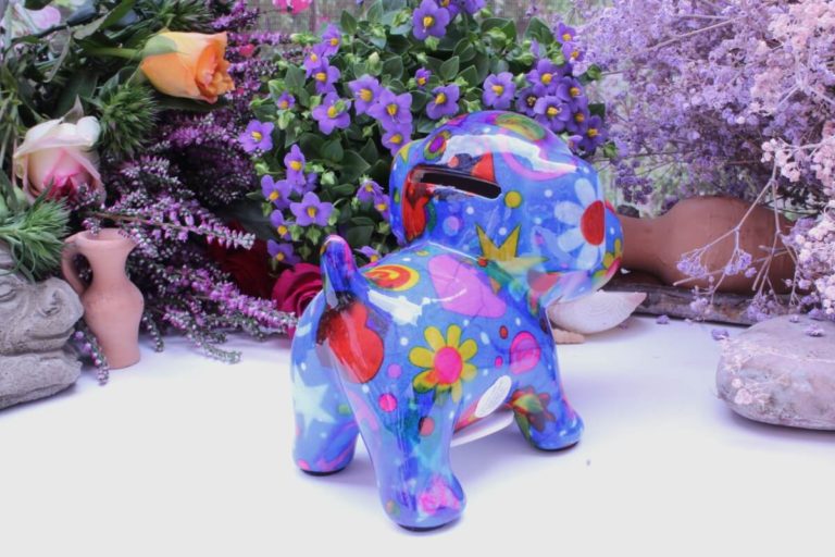 Pomme Pidou Spardose Petite Hund Doggy Blau