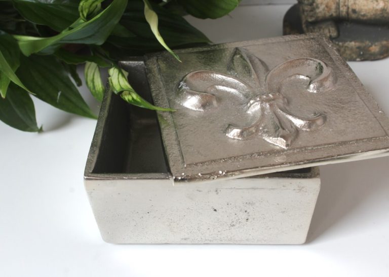 Colmore Edle Aluminium Dose Aufbewahrung Box Fleur-de-Lis