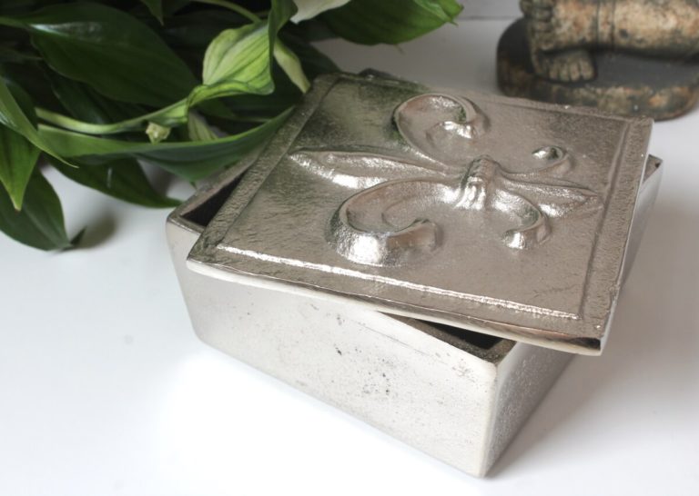 Colmore Edle Aluminium Dose Aufbewahrung Box Fleur-de-Lis