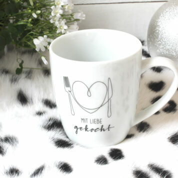 Henkelbecher Sprüche Kaffeetasse Mit Liebe gekocht