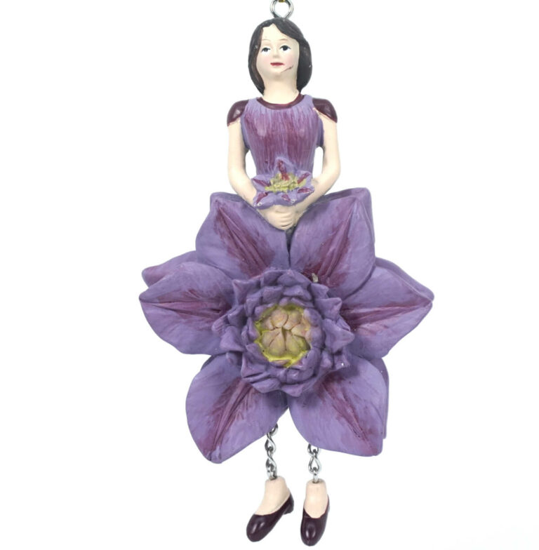 Deko Figur Blumenmädchen Clematismädchen lila zum Hängen