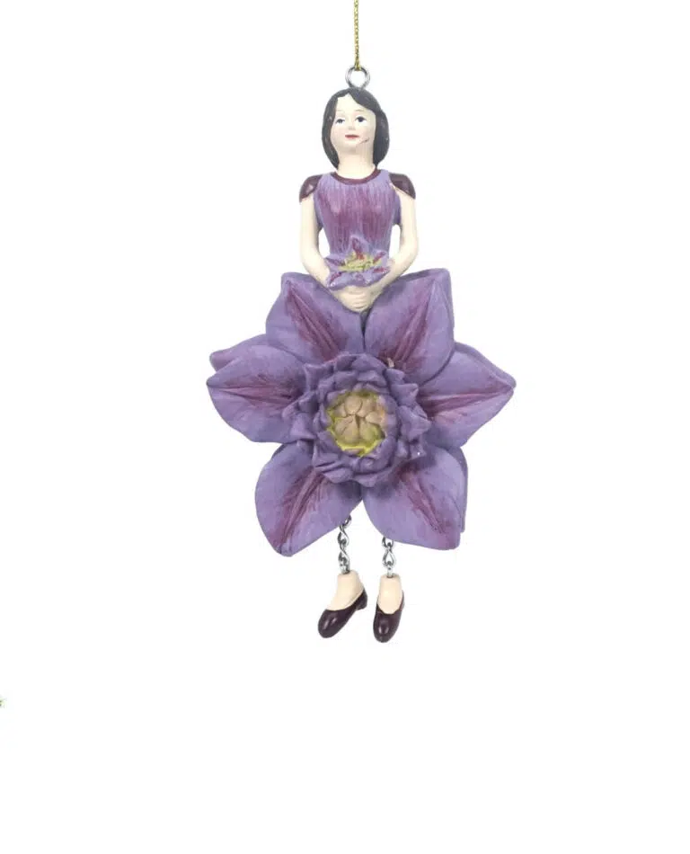 Deko Figur Blumenmädchen Clematismädchen lila zum Hängen