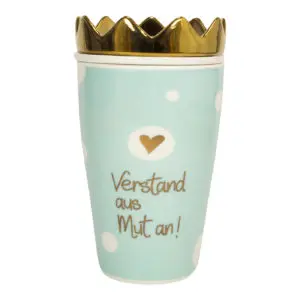 Mea Living Henkelbecher mit Teesieb und Krone Verstand aus Mut an