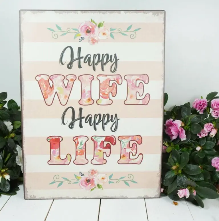 Deko Blechschild Happy Wife Happy Life