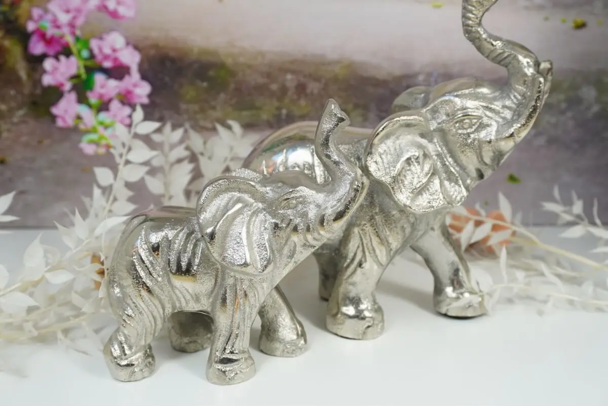Elfengarten - Elefant Skulptur Dormagen Alu Silberfarben Dekofigur