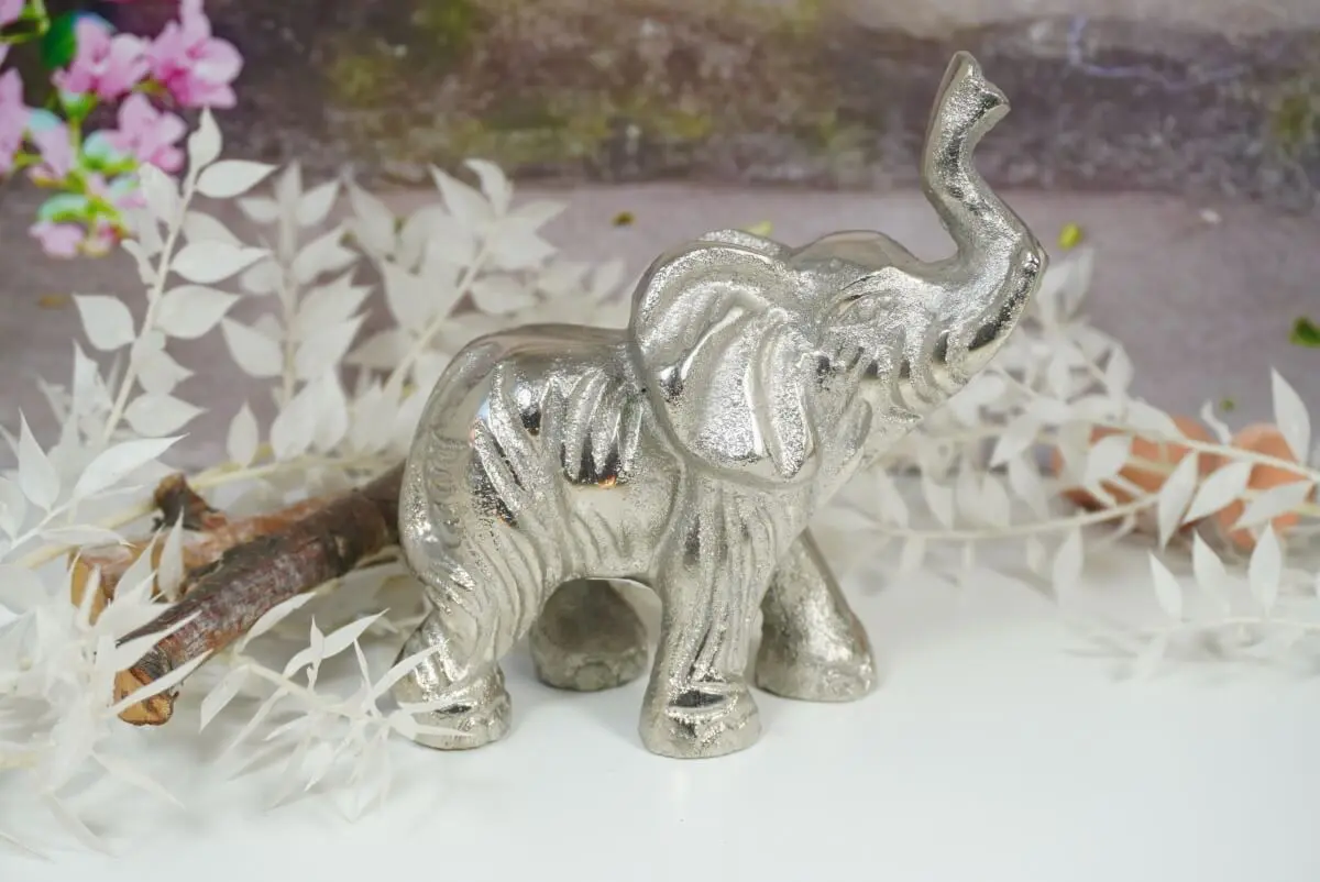 Elefant - Alu Silberfarben Dormagen Dekofigur Elfengarten Skulptur