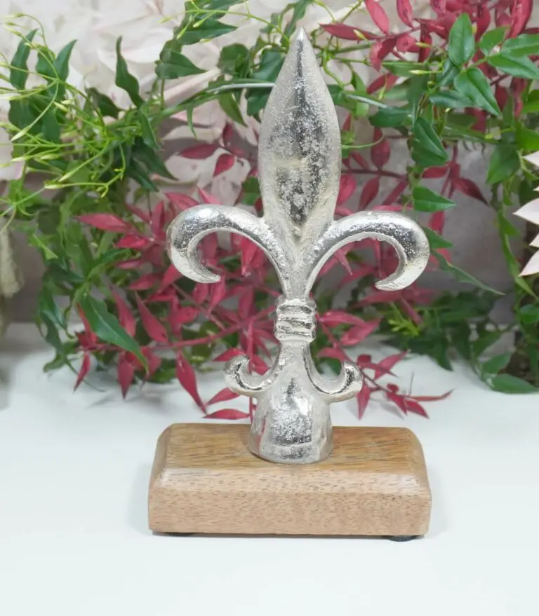 Französische Lilie Deko Fleur-de-Lis auf Holzsockel