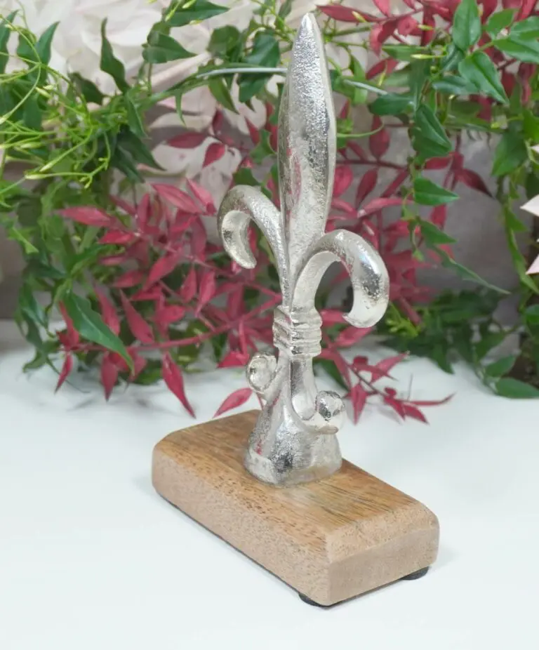 Französische Lilie Deko Fleur-de-Lis auf Holzsockel