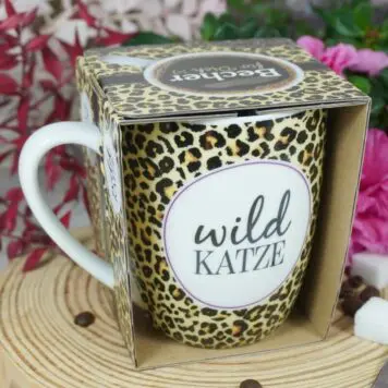 Henkelbecher Sprüche Kaffeetasse Wild Katze