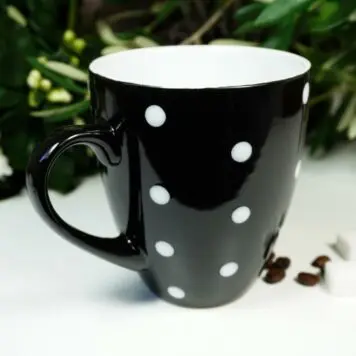 Henkelbecher Sprüche Kaffeetasse White Pünktchen