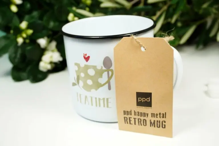 PPD Emaille Becher TEATIME Weiss