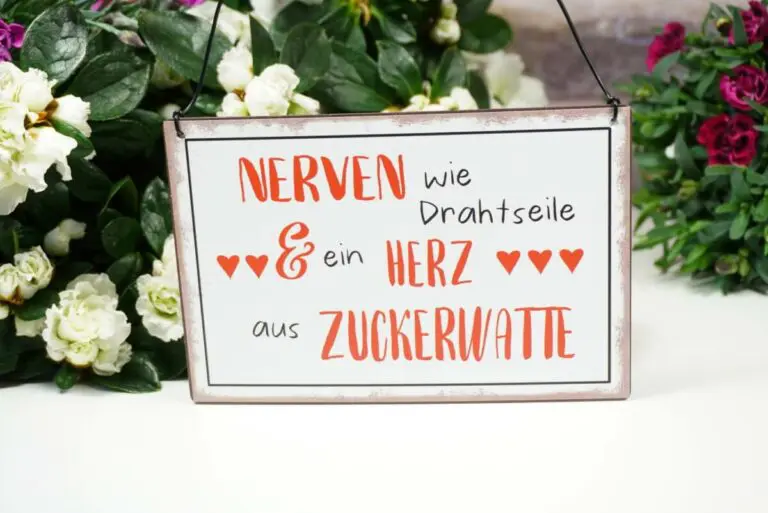 Deko Blechschild Nerven wie Drahtseile & ein Herz aus Zuckerwatte