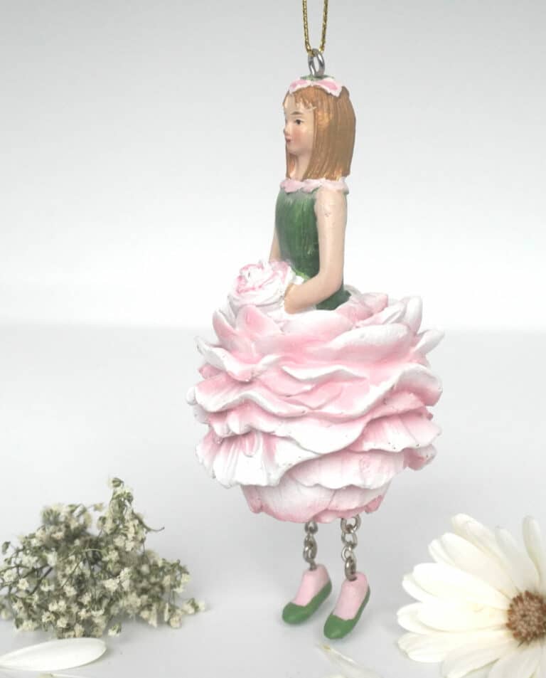 Deko Figur Blumenmädchen Pfingstrosenmädchen weiß zum Hängen