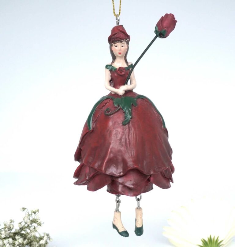 Deko Figur Blumenmädchen Rosenmädchen Rot zum Hängen