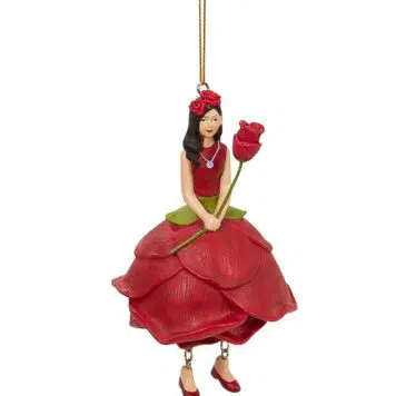Deko Figur Blumenmädchen Rosenmädchen zum Hängen Rot