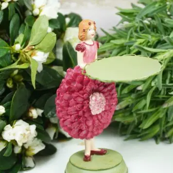 Dekofigur Teelichthalter Blumenmädchen Dahlien Fee