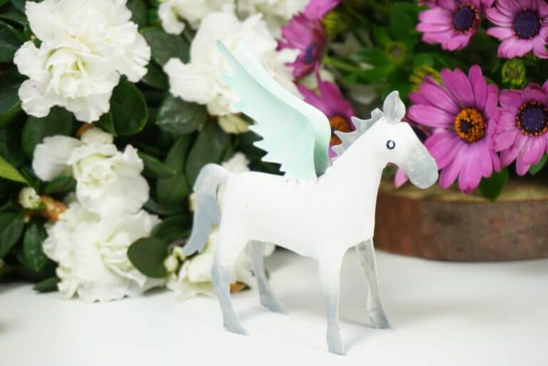 Pape Dekofigur Blech Flügelperd Pferd mit Flügel Pegasus Grau Mint