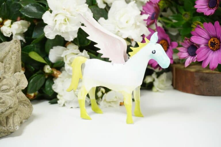 Pape Dekofigur Blech Flügelperd Pferd mit Flügel Pegasus Mint Rosa Türkis