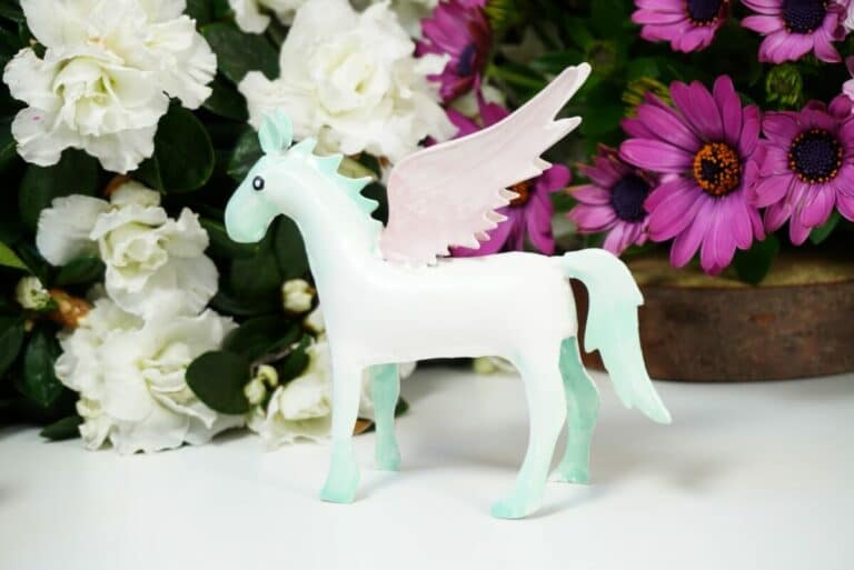 Pape Dekofigur Blech Flügelperd Pferd mit Flügel Pegasus Rosa Mint