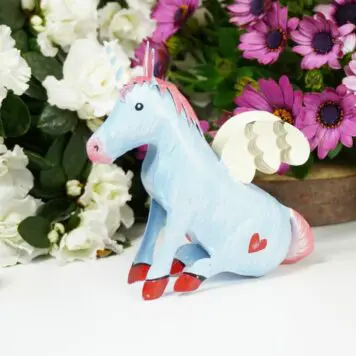 Pape Einhorn Dekofigur Blech Figur Unicorn Fantasy Bleu