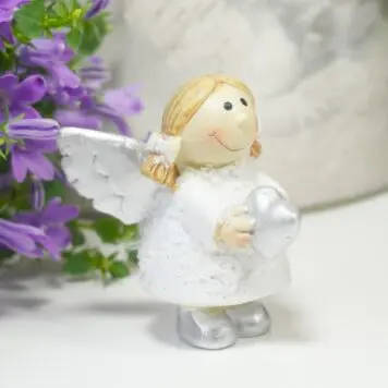 Dekofigur Schutzengelchen Petit Silber Herz