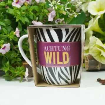 Henkelbecher Sprüche Kaffeetasse Achtung Wild