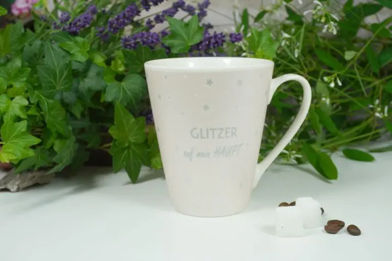 Wurm Henkelbecher Sprüche Tasse Glitzer auf mein Haupt