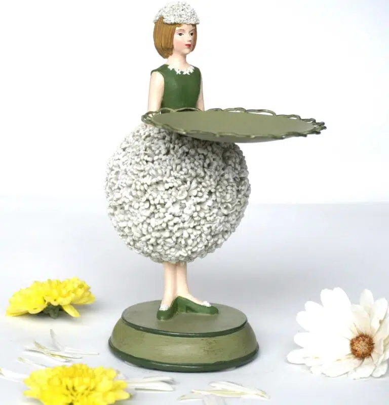 Dekofigur Teelichthalter Kerzenhalter Blumenmädchen Alliummädchen weiss