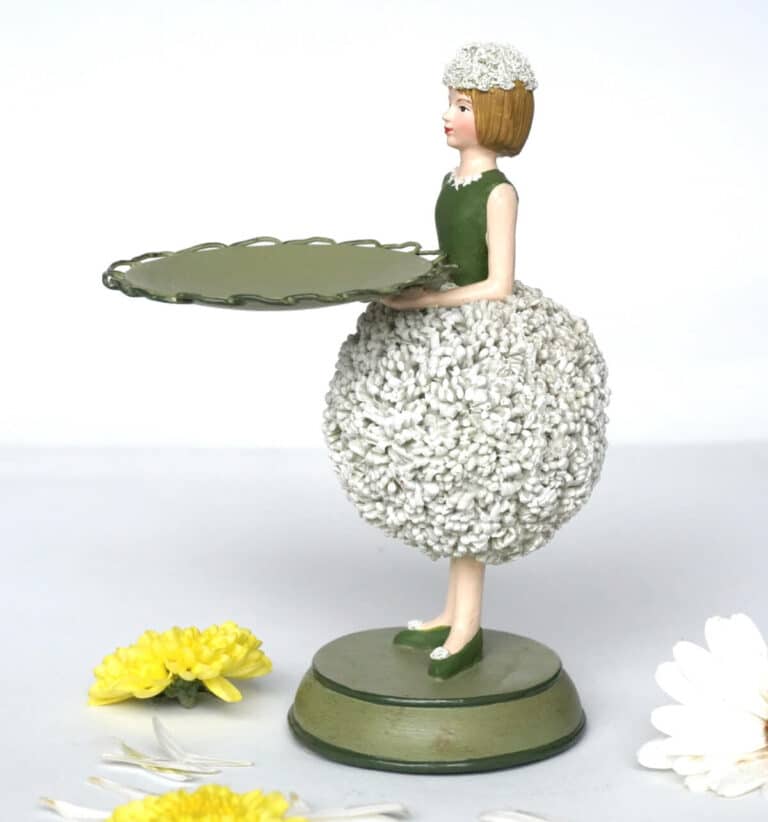 Dekofigur Teelichthalter Kerzenhalter Blumenmädchen Alliummädchen weiss