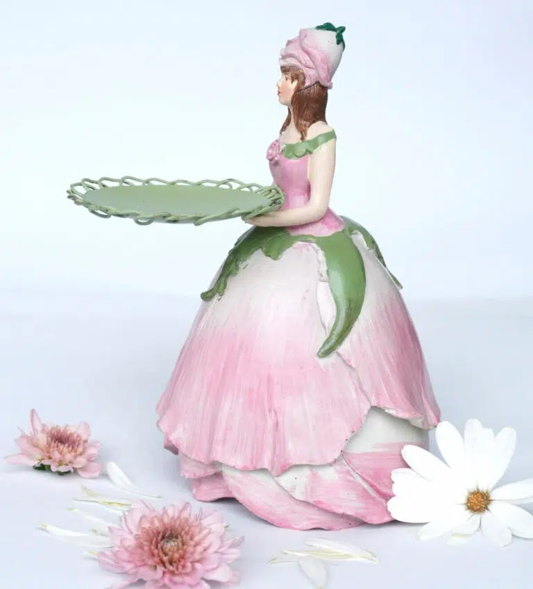 Dekofigur Teelichthalter Kerzenhalter Blumenmädchen Rosenmädchen Rosa