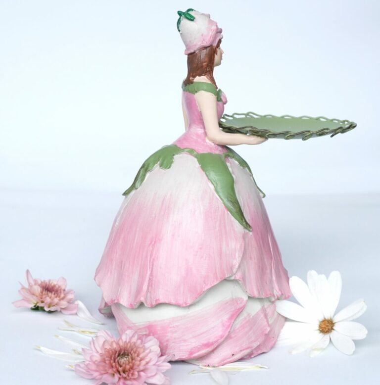 Dekofigur Teelichthalter Kerzenhalter Blumenmädchen Rosenmädchen Rosa