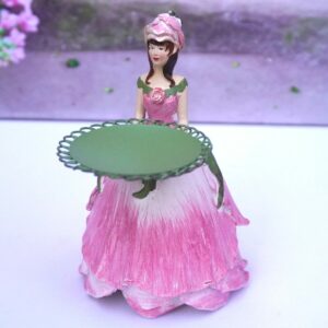 Dekofigur Teelichthalter Kerzenhalter Blumenmädchen Rosenmädchen Rosarot