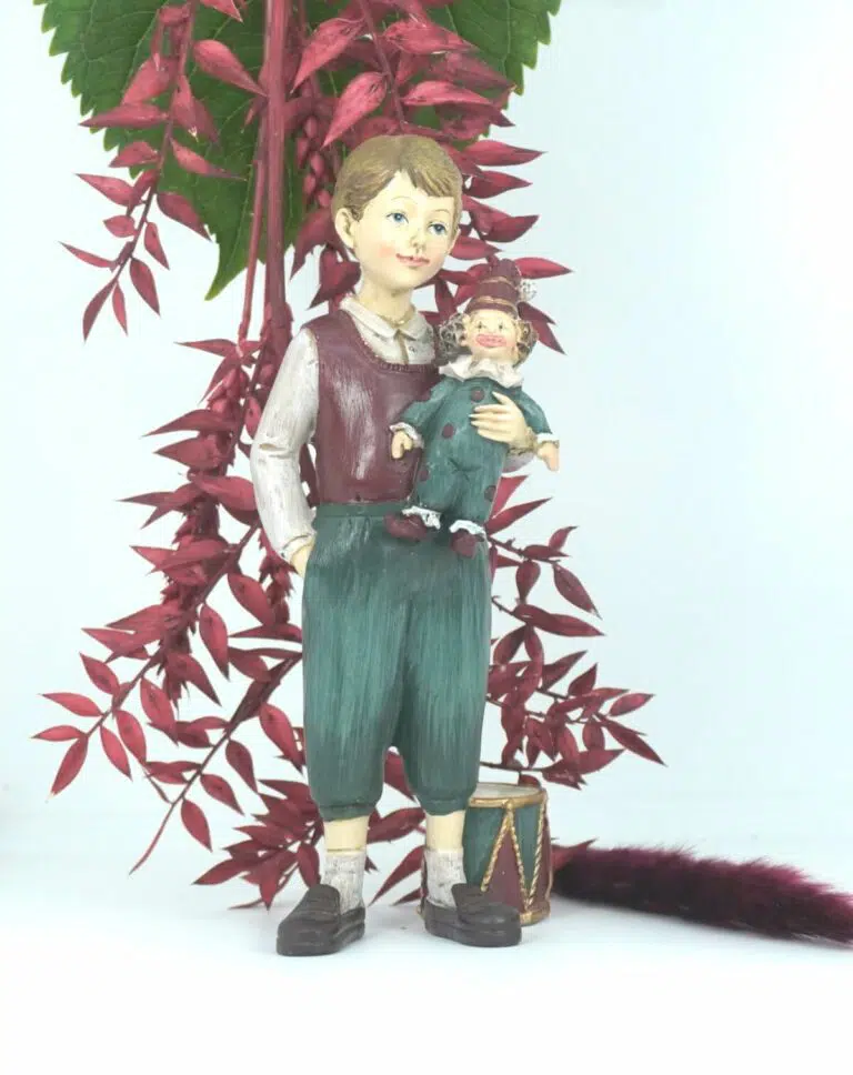 Dekofigur Clayre & Eef Jungen Figur mit Clown Puppe