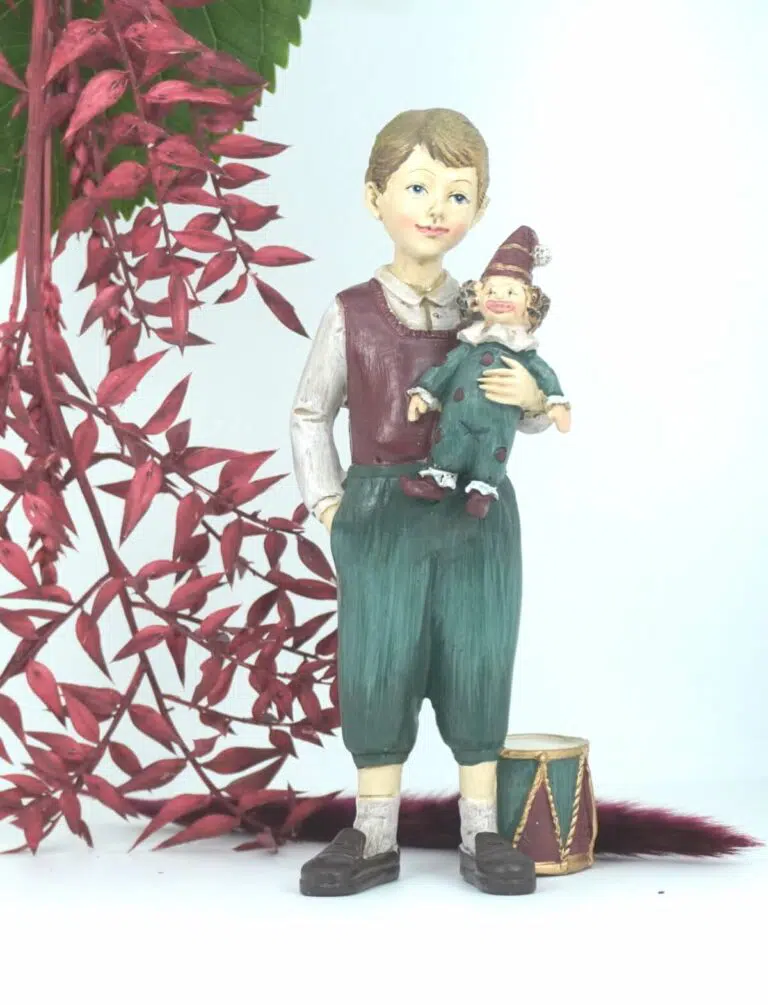 Dekofigur Clayre & Eef Jungen Figur mit Clown Puppe