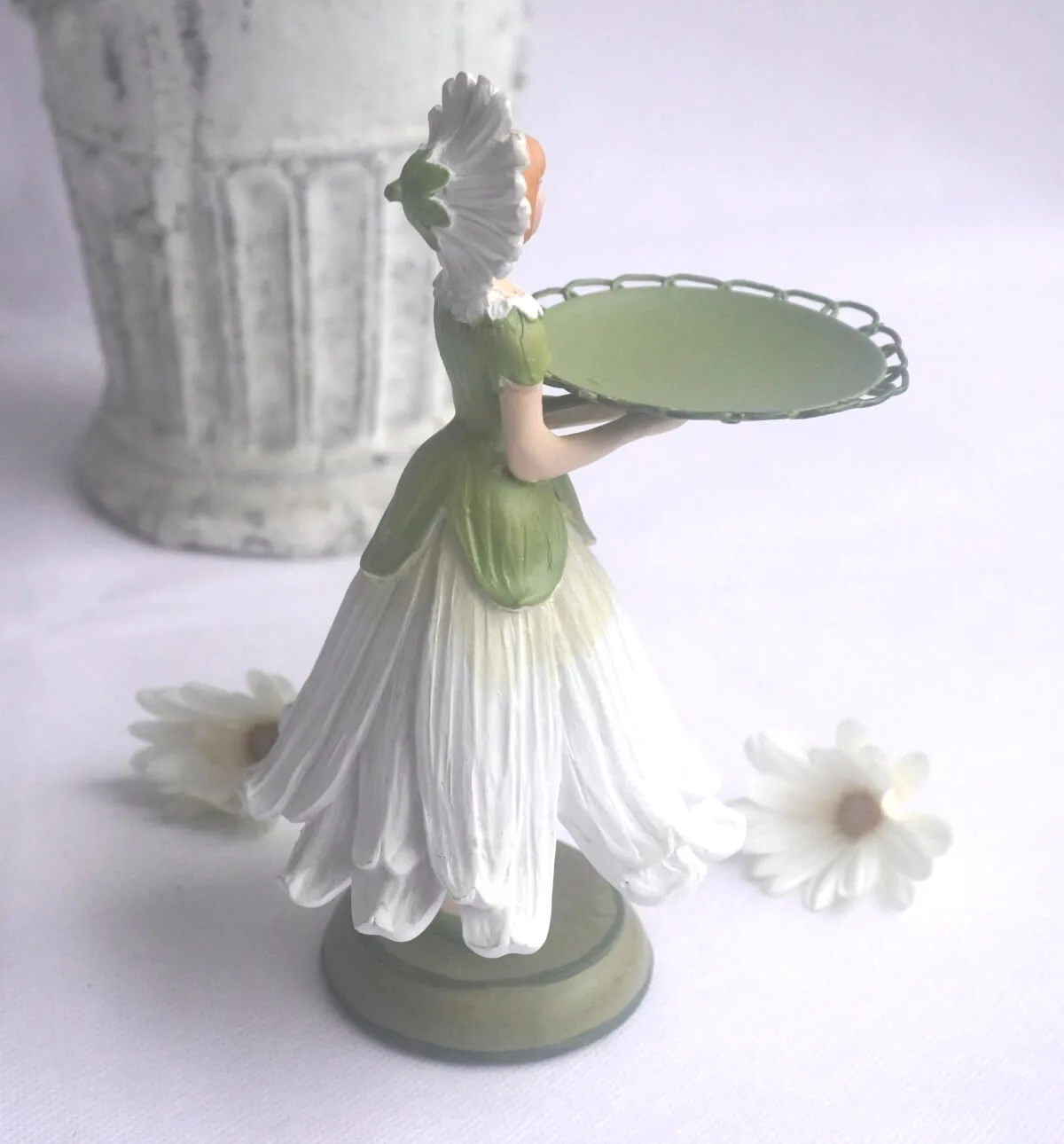 Dekofigur Teelichthalter Kerzenhalter Blumenmädchen Margeritenmädchen