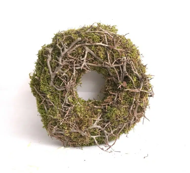 Herbstkranz Mooskranz mit Ästen getrocknet