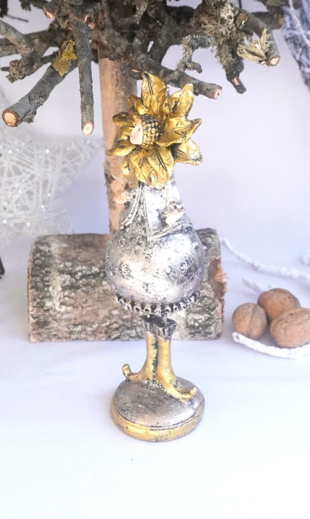 Dekofigur Blumenmädchen Weihnachts Elfe Silber Gold 21cm