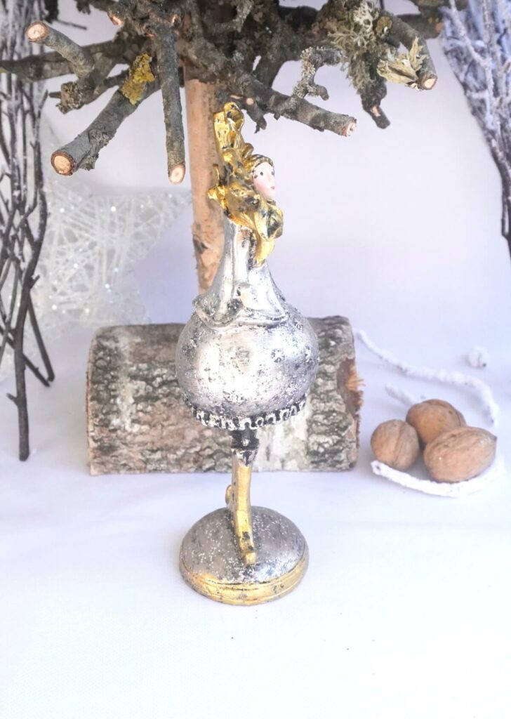 Dekofigur Blumenmädchen Weihnachts Elfe Silber Gold 21cm