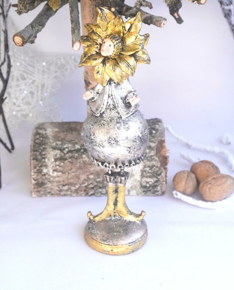 Dekofigur Blumenmädchen Weihnachts Elfe Silber Gold 21cm