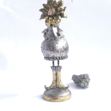 Dekofigur Blumenmädchen Weihnachts Elfe Silber Gold 21cm